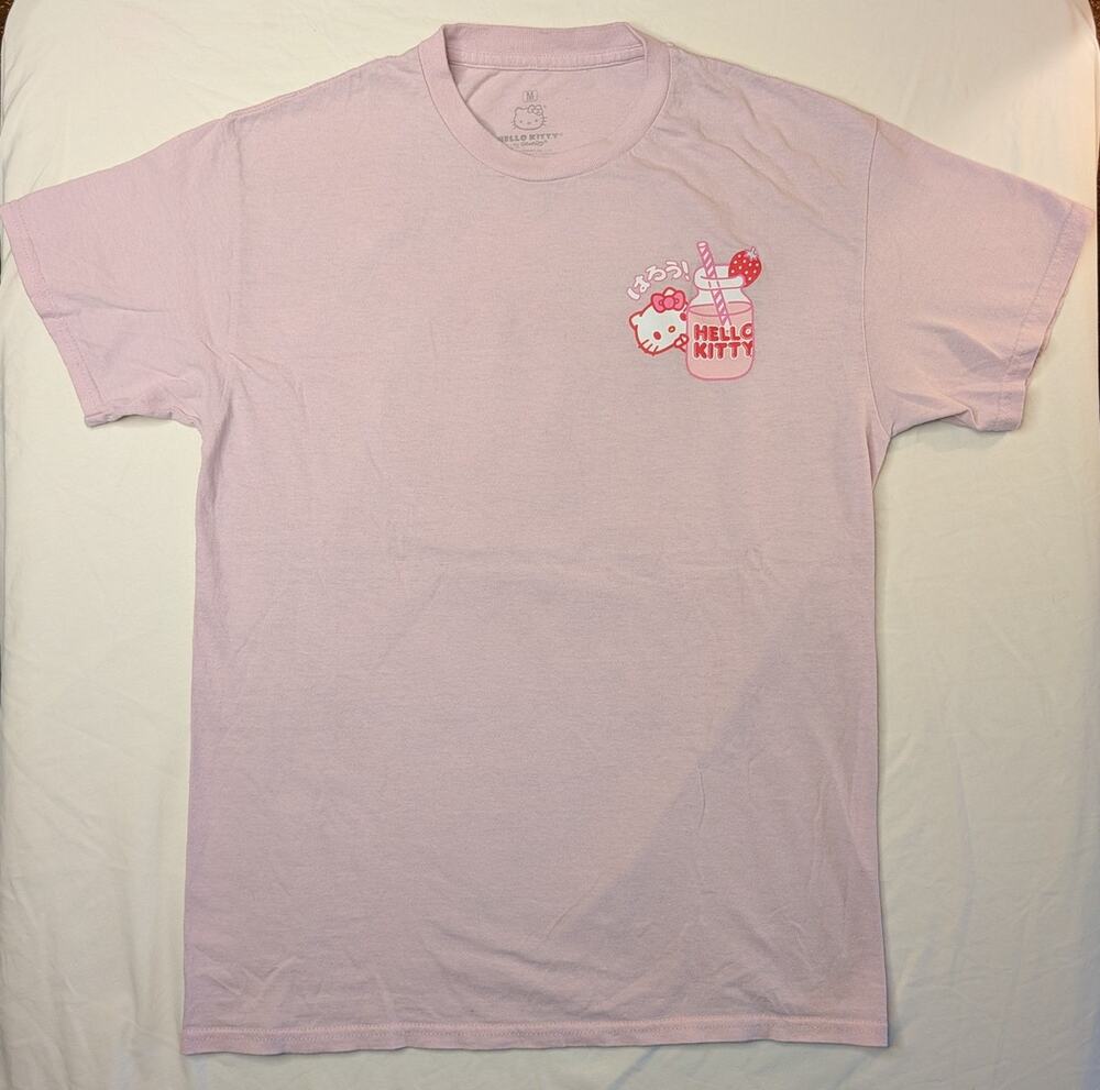 Sanrio Hello Kitty Strawberry Milk T Shirt Sz M Pastel Pink Cute Kawaii Japanese